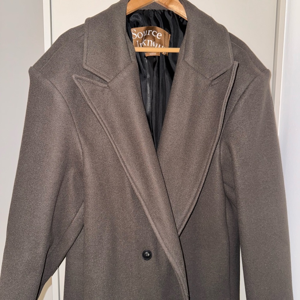 Source Unknown Wallis Oversized Grandpa Coat in Grey - Picture 3 of 5